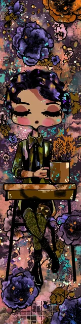 Free teacher bookmark featuring a teacher with a cute face sitting down